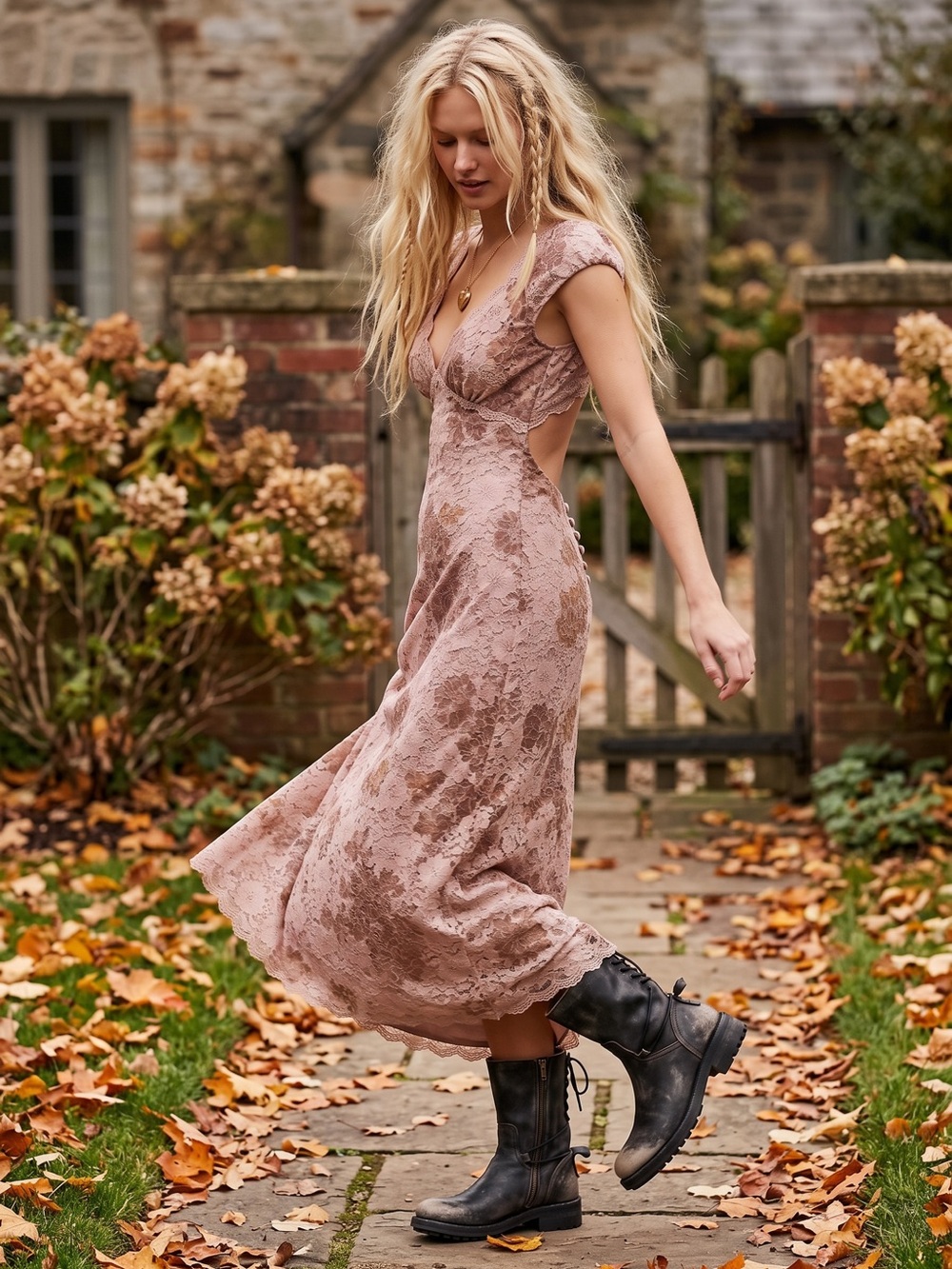 Free People Dainty Ethereal Butterfly Babe Lace Maxi Dress Antique Floral Large